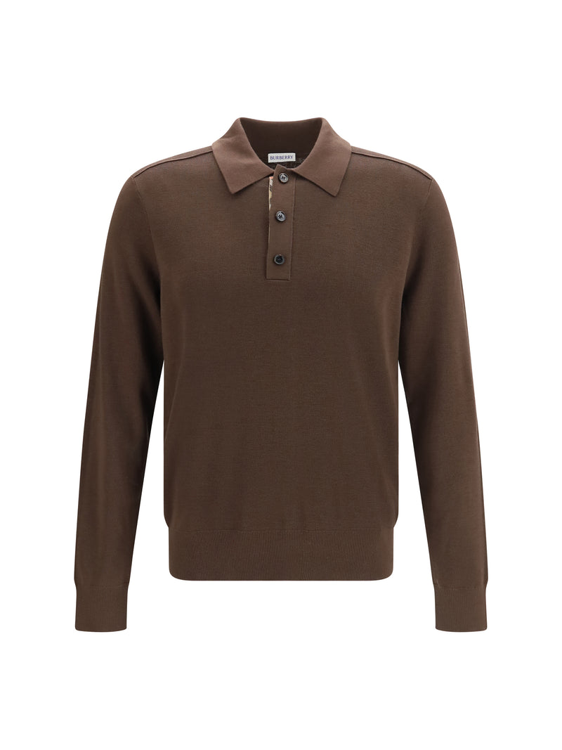 Burberry Burberry Long-sleeve Wool Polo Chocolate Brown - World Class Fashion