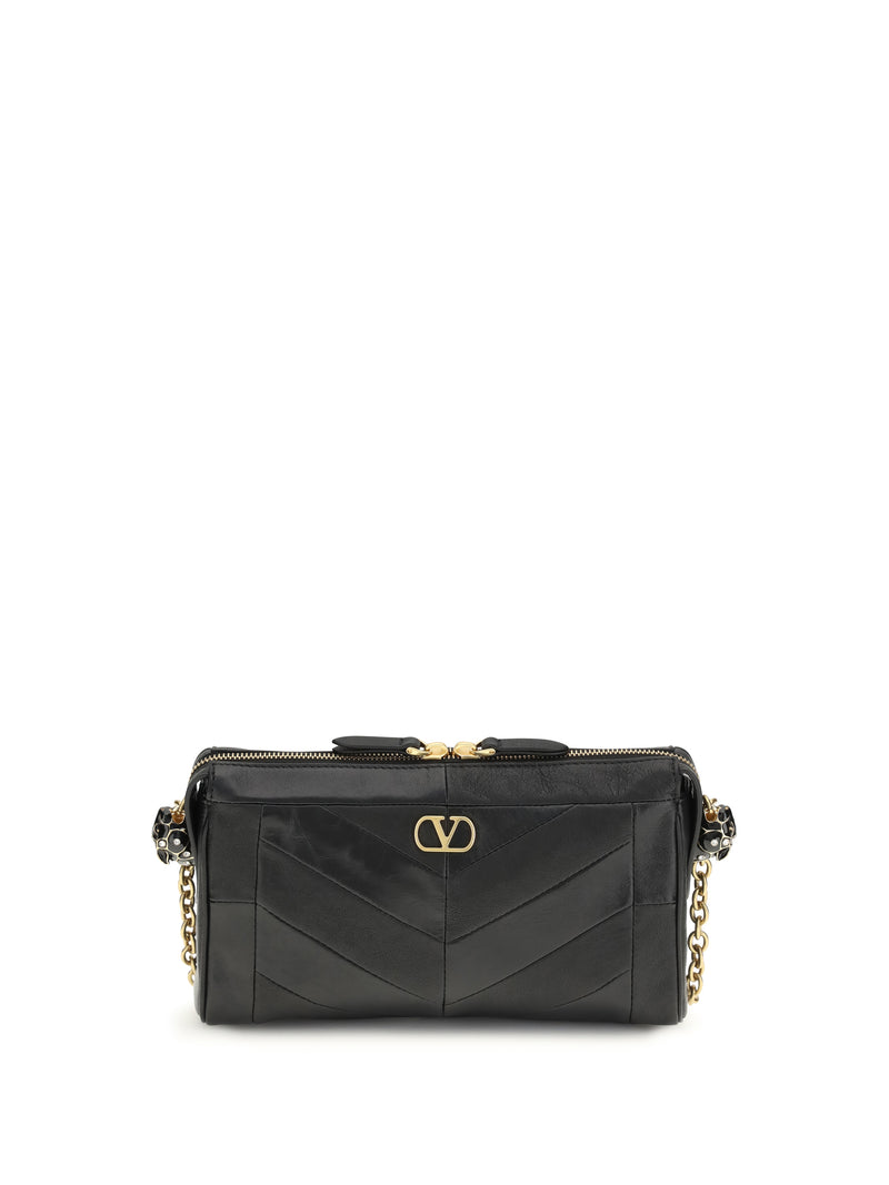 Valentino Garavani Valentino Garavani Small Panthea Chevron Nappa Shoulder Bag Nero - World Class Fashion