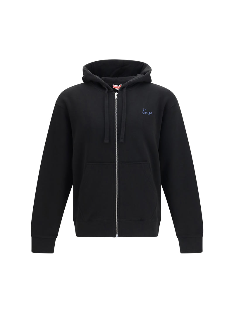 Kenzo Kenzo Sudadera con Capucha y Cremallera de Algodón con Bordado Signature Negra - World Class Fashion