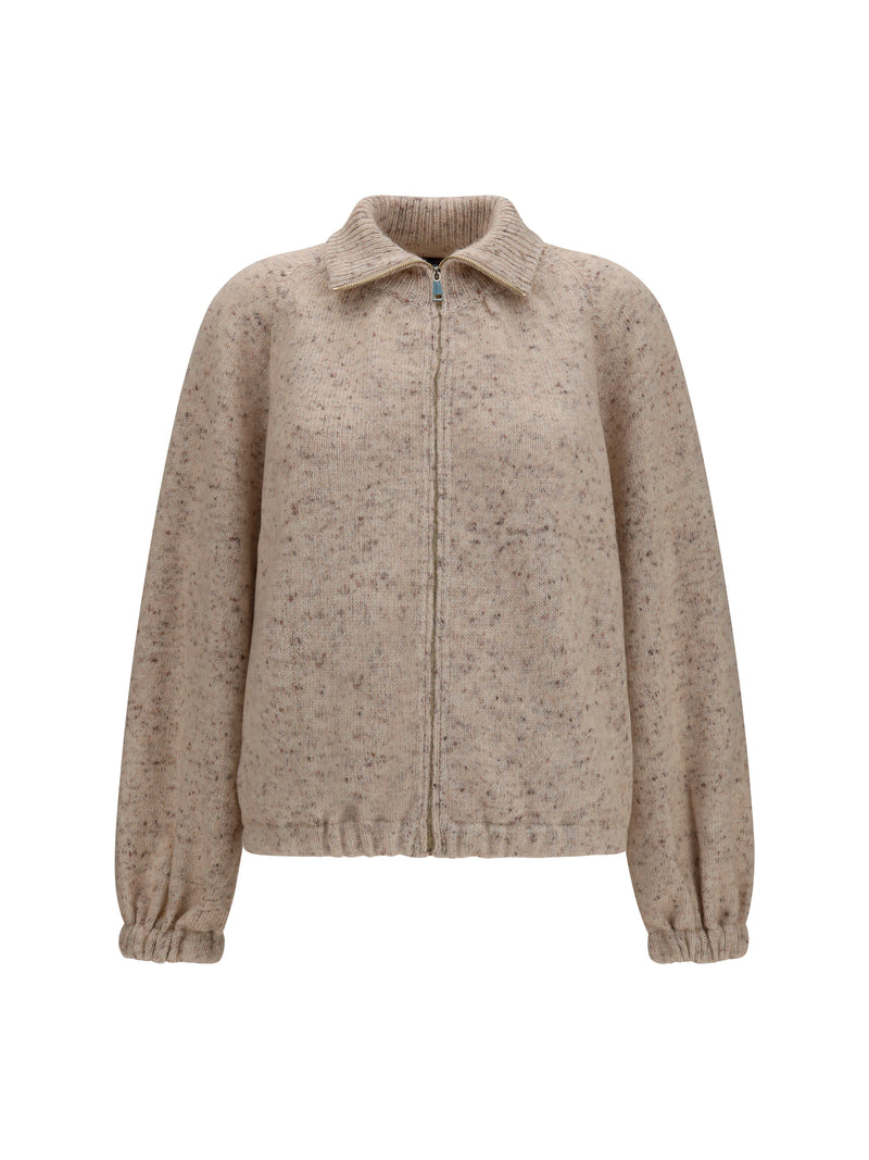 Fabiana Filippi Fabiana Filippi Oversized Bouclé Yarn Bomber Jacket Beige - World Class Fashion