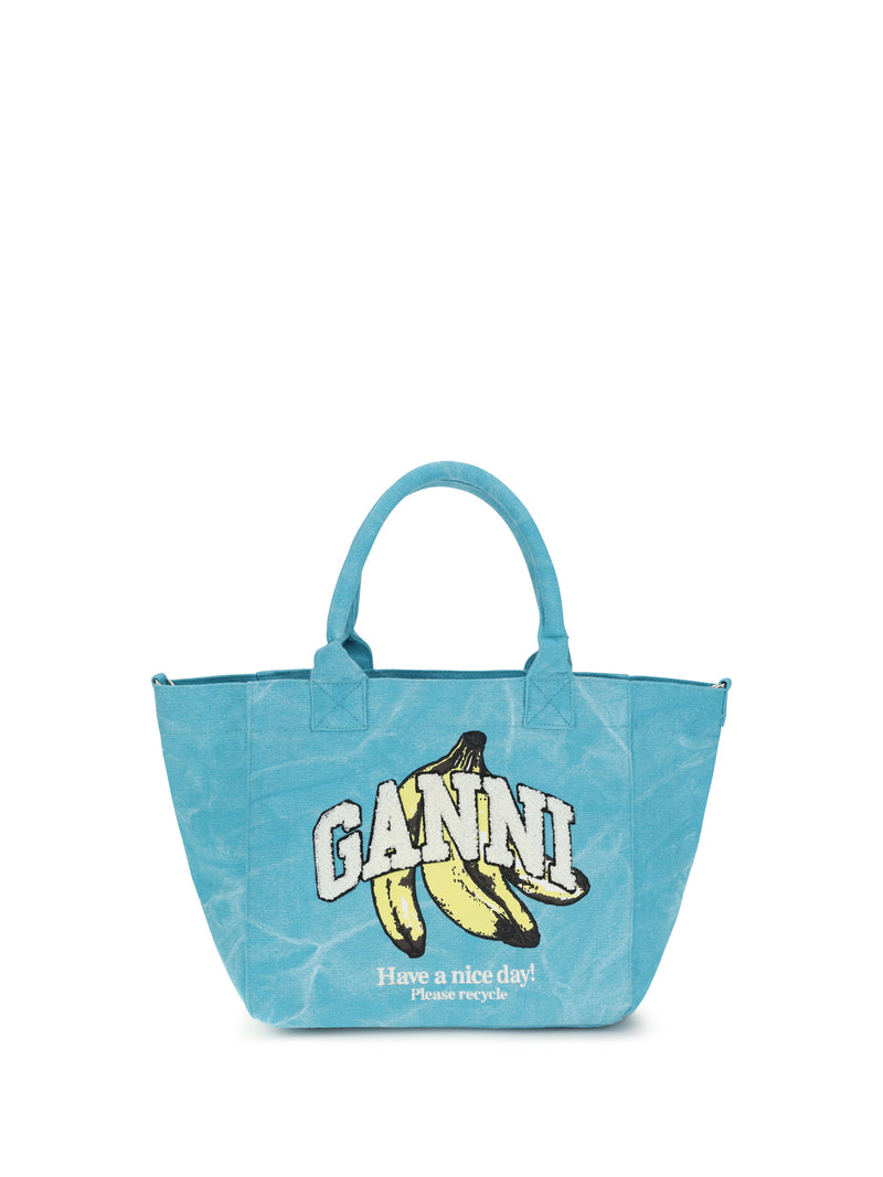 Ganni Ganni Banana Print Tote Bag Blue Curacao - World Class Fashion
