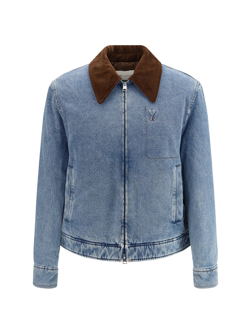 AMI Paris AMI Paris Ami De Coeur Denim Jacket Bleu Used - World Class Fashion