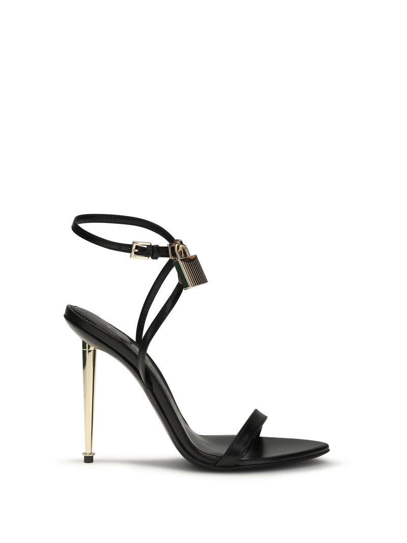 Tom Ford Tom Ford Padlock Pointy Naked Heeled Sandals Black - World Class Fashion