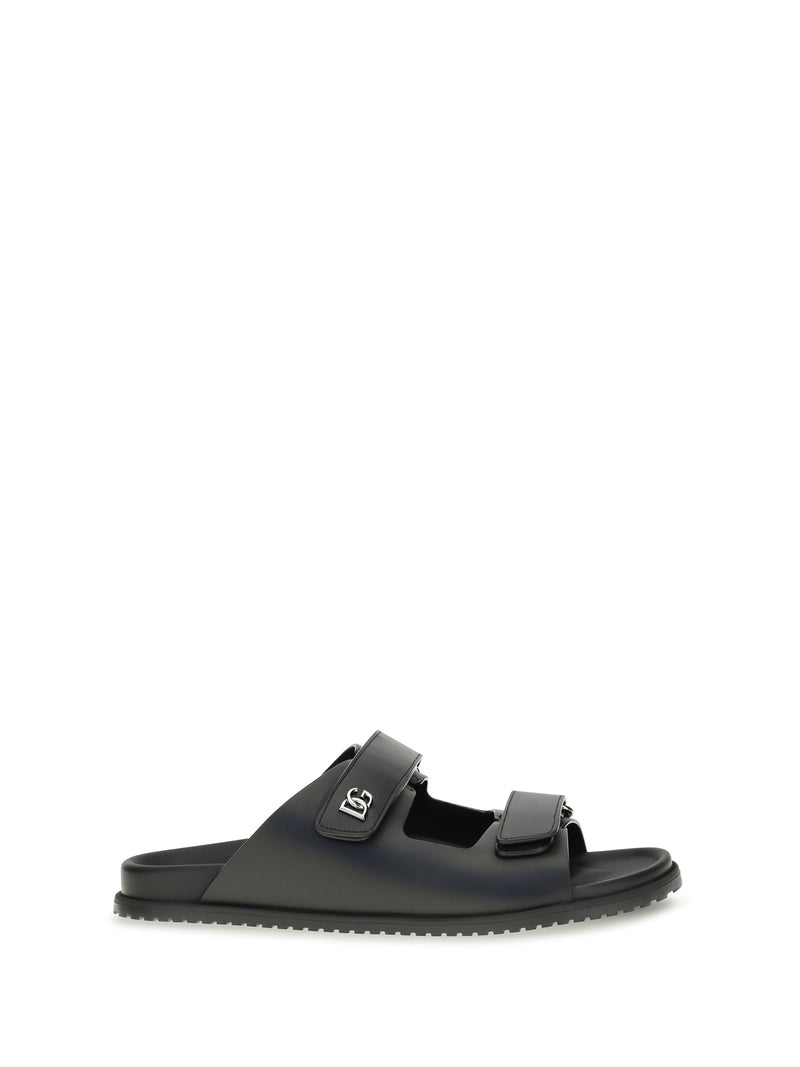Dolce & Gabbana Dolce & Gabbana Calfskin Leather Sandals Nero Men - World Class Fashion
