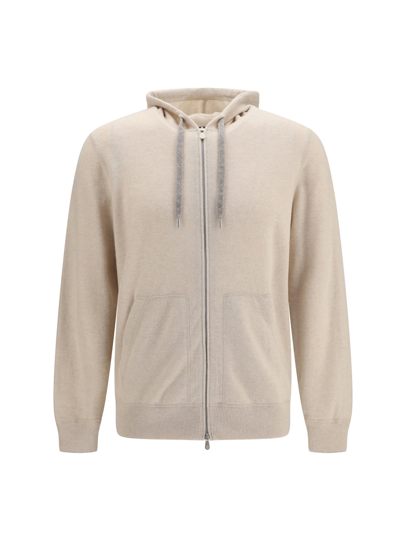 Brunello Cucinelli Brunello Cucinelli Cashmere Zip Up Hoodie Beige Men - World Class Fashion