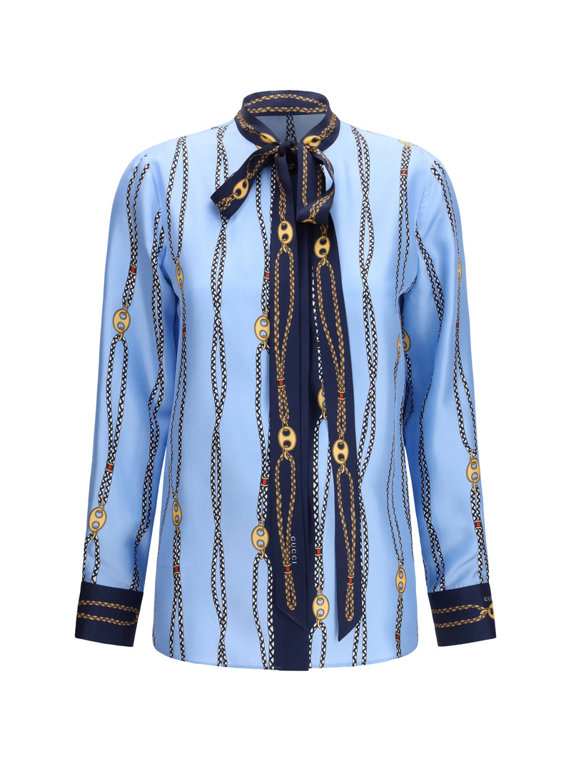 Gucci Gucci Silk Printed Shirt Azure/Blue Women - World Class Fashion