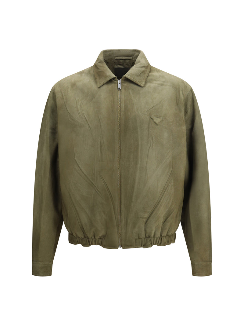 Prada Prada Suede Jacket Salvia Men - World Class Fashion