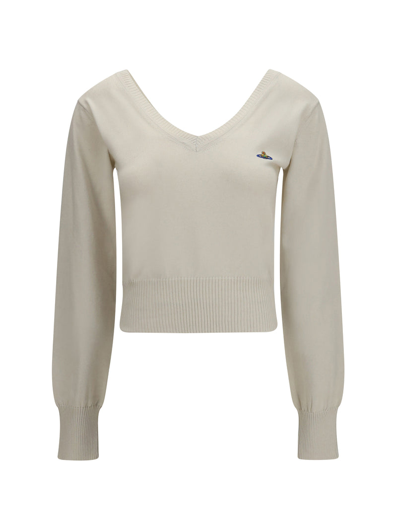 Vivienne Westwood Vivienne Westwood Beatrice V-neck Sweater Dove White - World Class Fashion