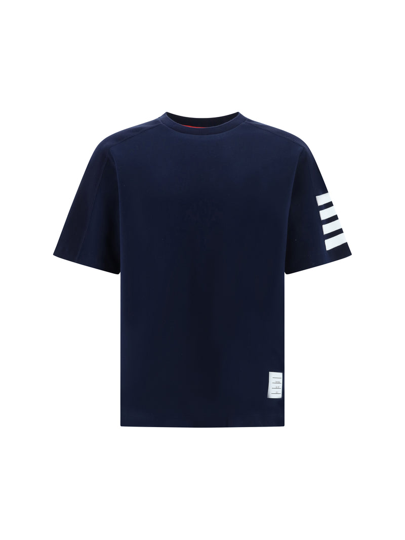 Thom Browne Thom Browne T-shirt With Horizontal Bands Navy - World Class Fashion