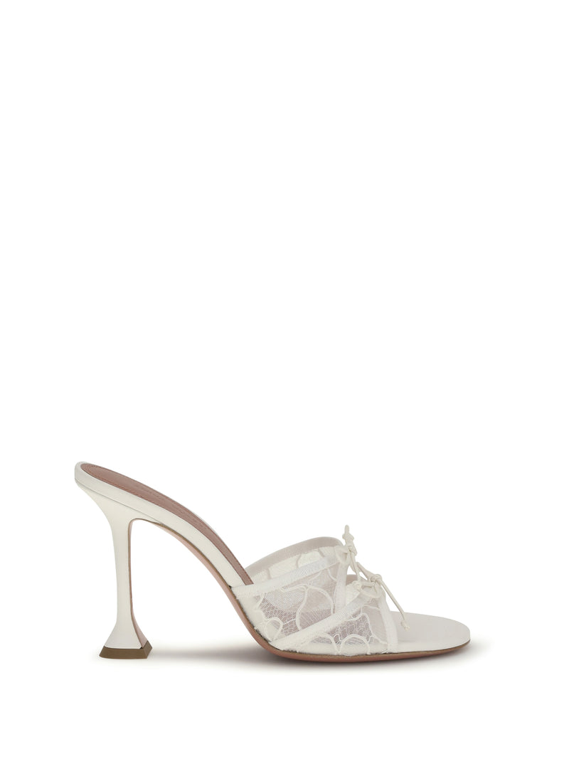 Amina Muaddi Amina Muaddi Eleonora Mules Sandals Ivory - World Class Fashion