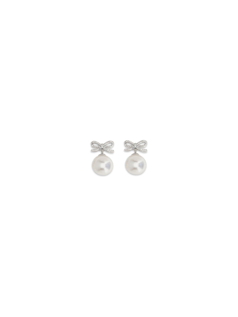 Self-portrait Self-portrait Crystal Bow Earrings With Pearl - World Class Fashion