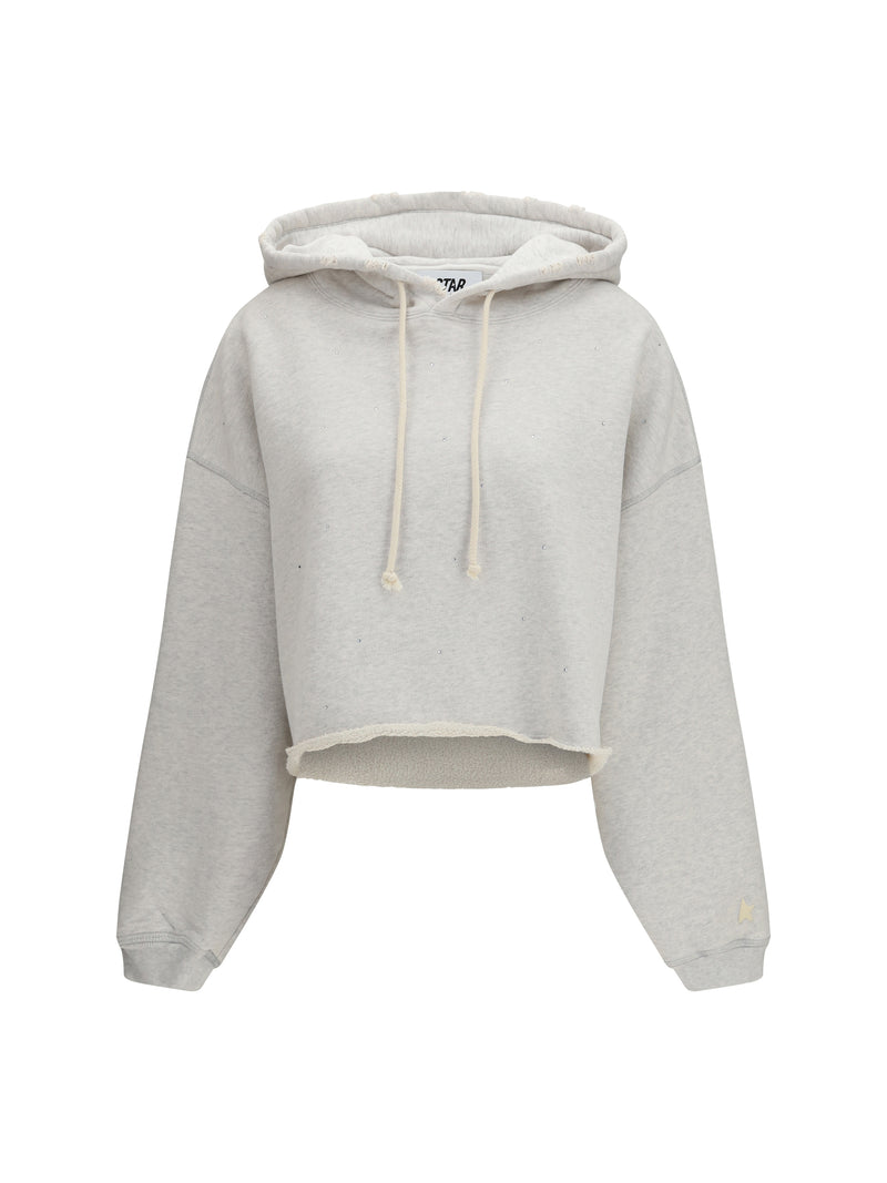 Golden Goose Golden Goose Star Cropped Hoodie Vintage Gray Melange - World Class Fashion