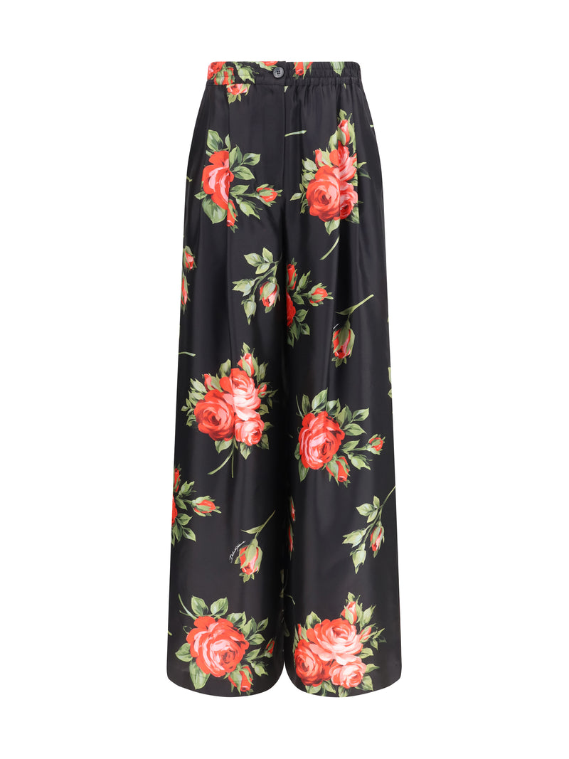 Dolce & Gabbana Dolce & Gabbana Wide-leg Pants Rose Bouquet Print - World Class Fashion