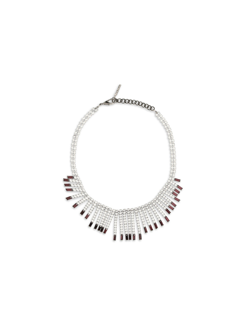 Alessandra Rich Alessandra Rich Crystal Fringe Necklace Purple Silver - World Class Fashion