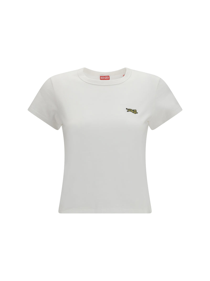 Kenzo Kenzo Jumping Tiger Embroidered T-shirt Off White - World Class Fashion