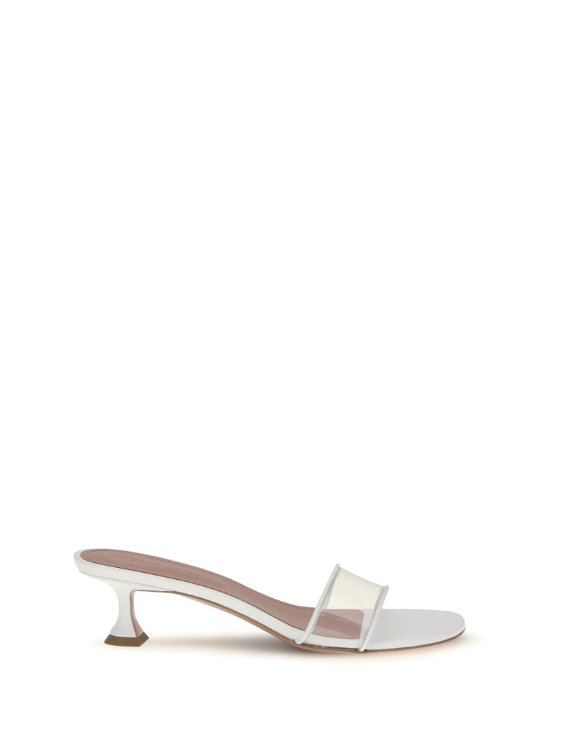 Amina Muaddi Amina Muaddi Andreea Glass Mule Sandals Transparent - World Class Fashion