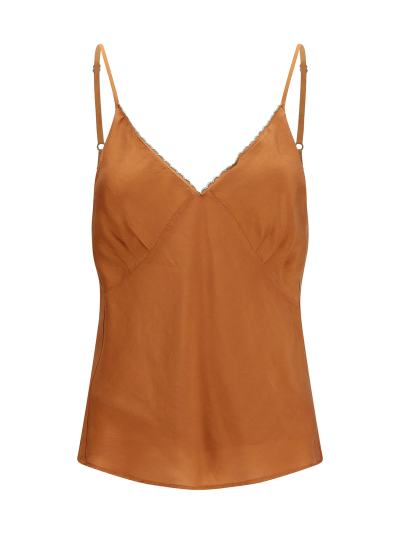 Forte_forte Forte_forte Short Embroidered Habotai Silk Top Bronze - World Class Fashion