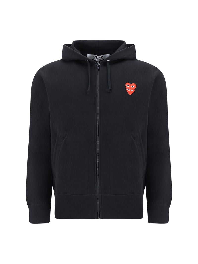 Comme Des Garçons Play Sudadera con capucha de algodón negra Comme Des Garçons Play para hombre - World Class Fashion