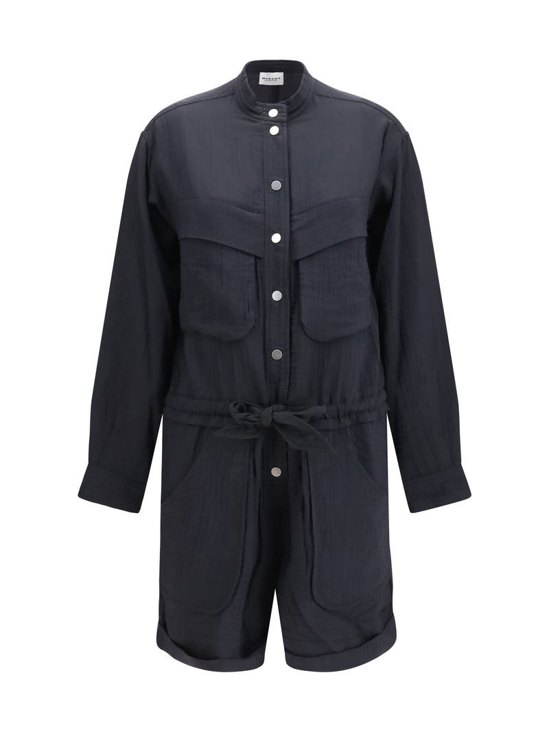 Marant Étoile Marant Étoile Short Cotton Blend Jumpsuit Black - World Class Fashion