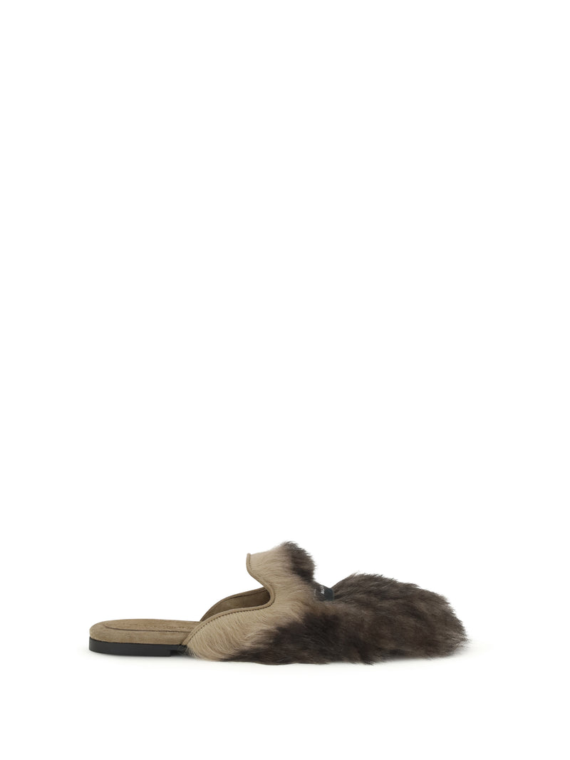 Dolce & Gabbana Dolce & Gabbana Sheepskin Mules Mogano - World Class Fashion