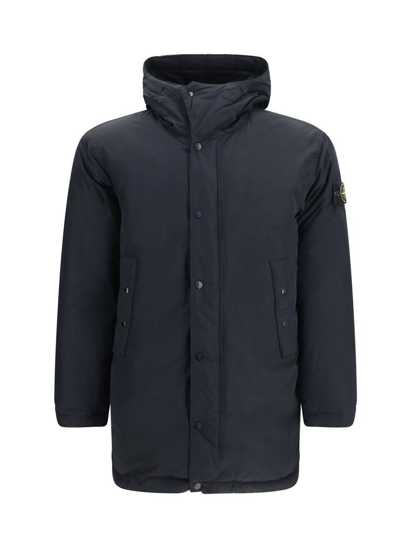 Stone Island Stone Island Long Down Jacket Black - World Class Fashion