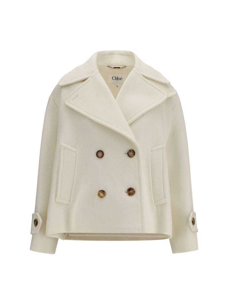 Chloe Chloé Oversize Short Coat Eden White - World Class Fashion