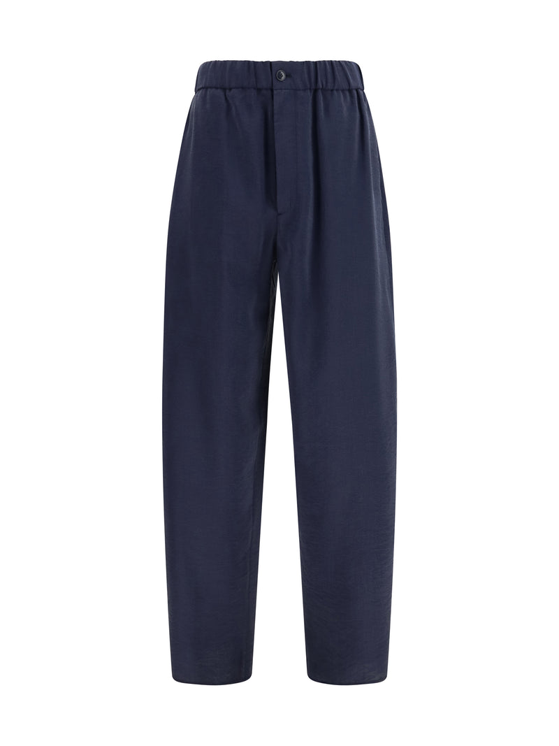 Giorgio Armani Giorgio Armani Wide-leg Silk Blend Pants Sky Captain - World Class Fashion