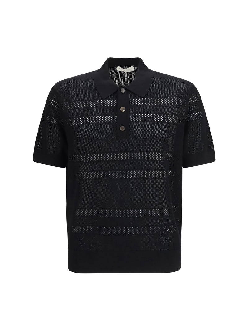 Dries Van Noten Dries Van Noten Mesh Polo Shirt Black - World Class Fashion