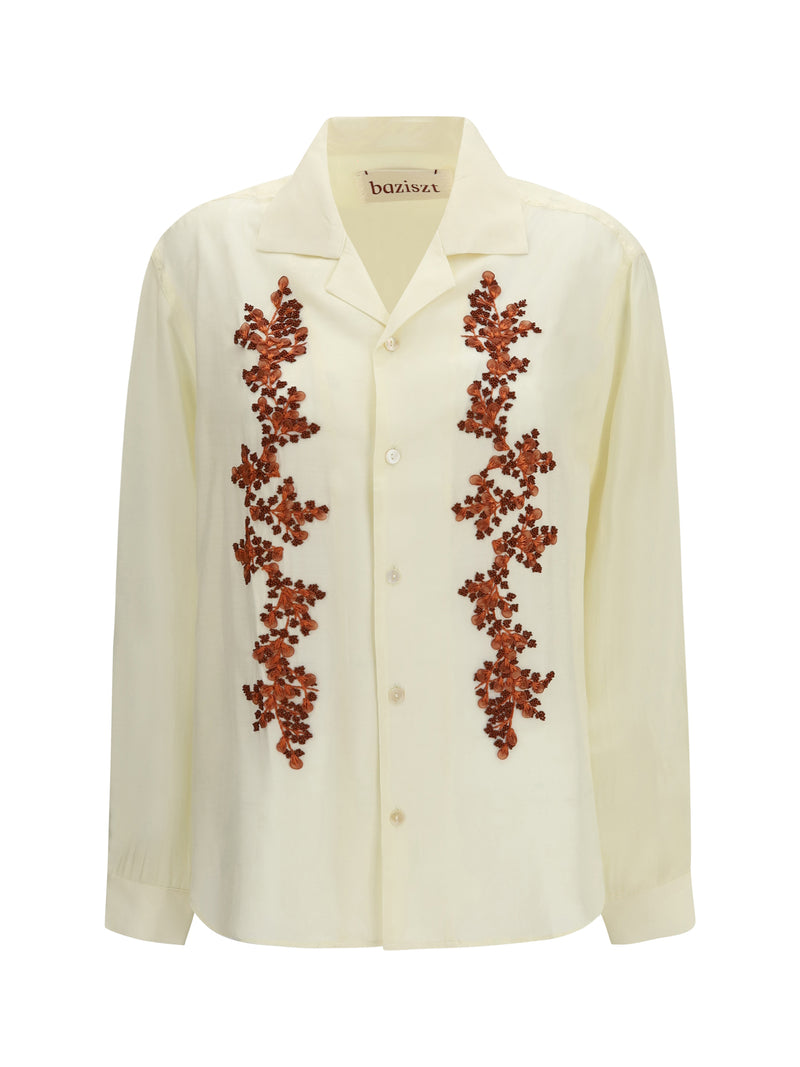 Baziszt Baziszt Floral Embroidered Shirt Light Yellow - World Class Fashion