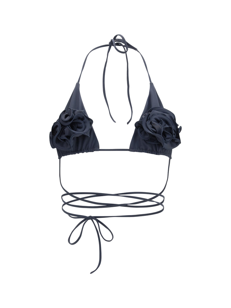 Magda Butrym Magda Butrym Floral Triangle Bikini Top Grey - World Class Fashion
