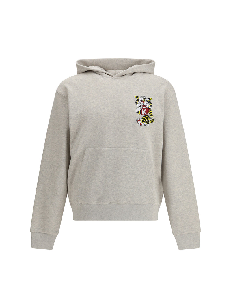Kenzo Kenzo Cotton Hoodie Kenzo Wild Tiger Pale Grey - World Class Fashion