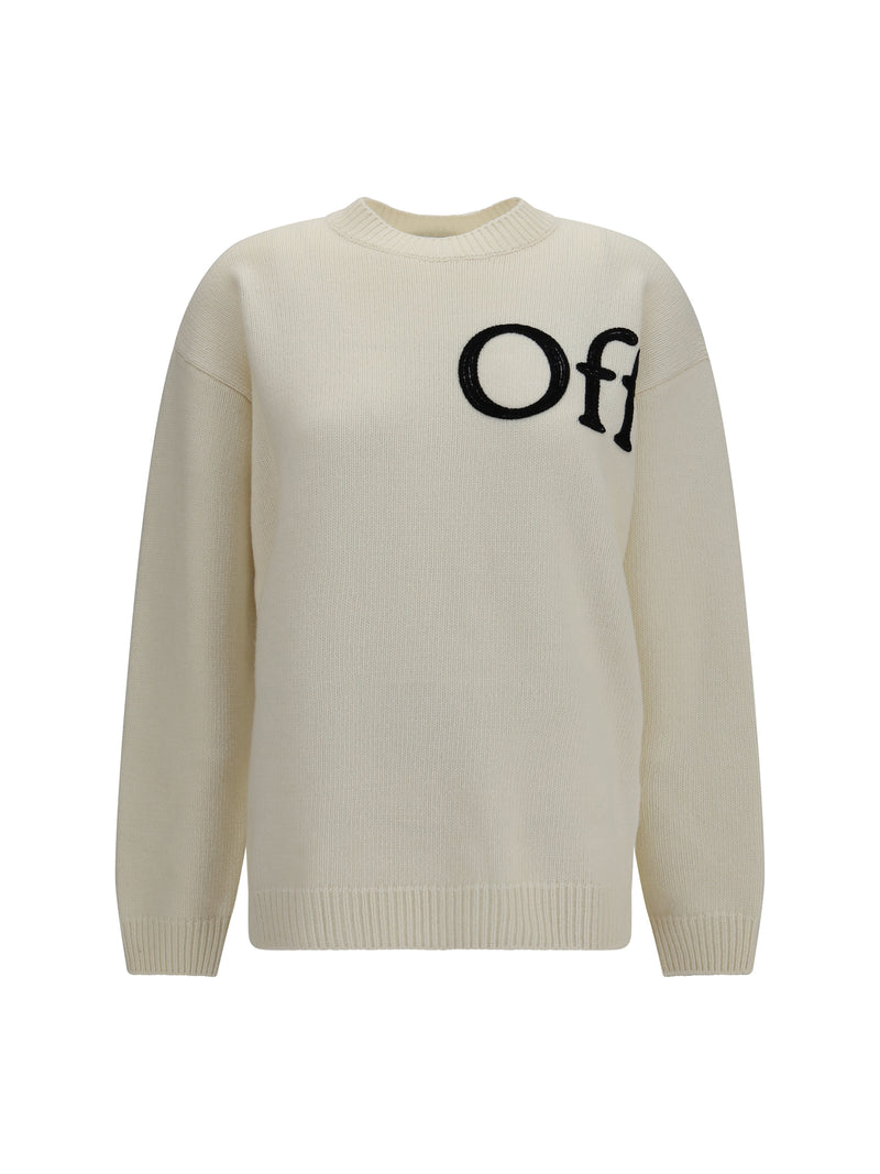 Off-white Off-white Bookish Shared Crewneck Sweater Ivory Black - World Class Fashion