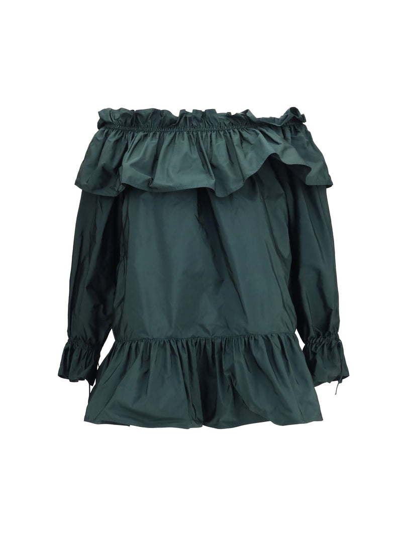 Saint Laurent Saint Laurent Ruffled Nylon Poplin Dress - World Class Fashion