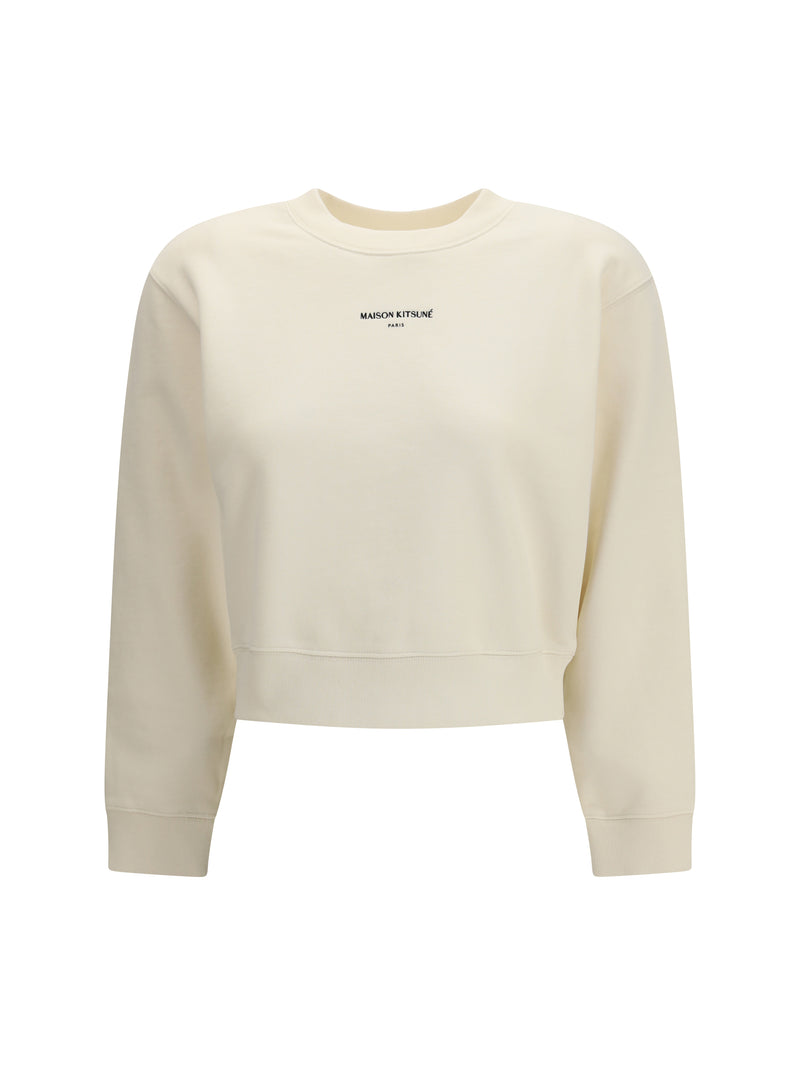 Maison Kitsuné Maison Kitsuné Paris Cropped Sweatshirt Noble Beige - World Class Fashion