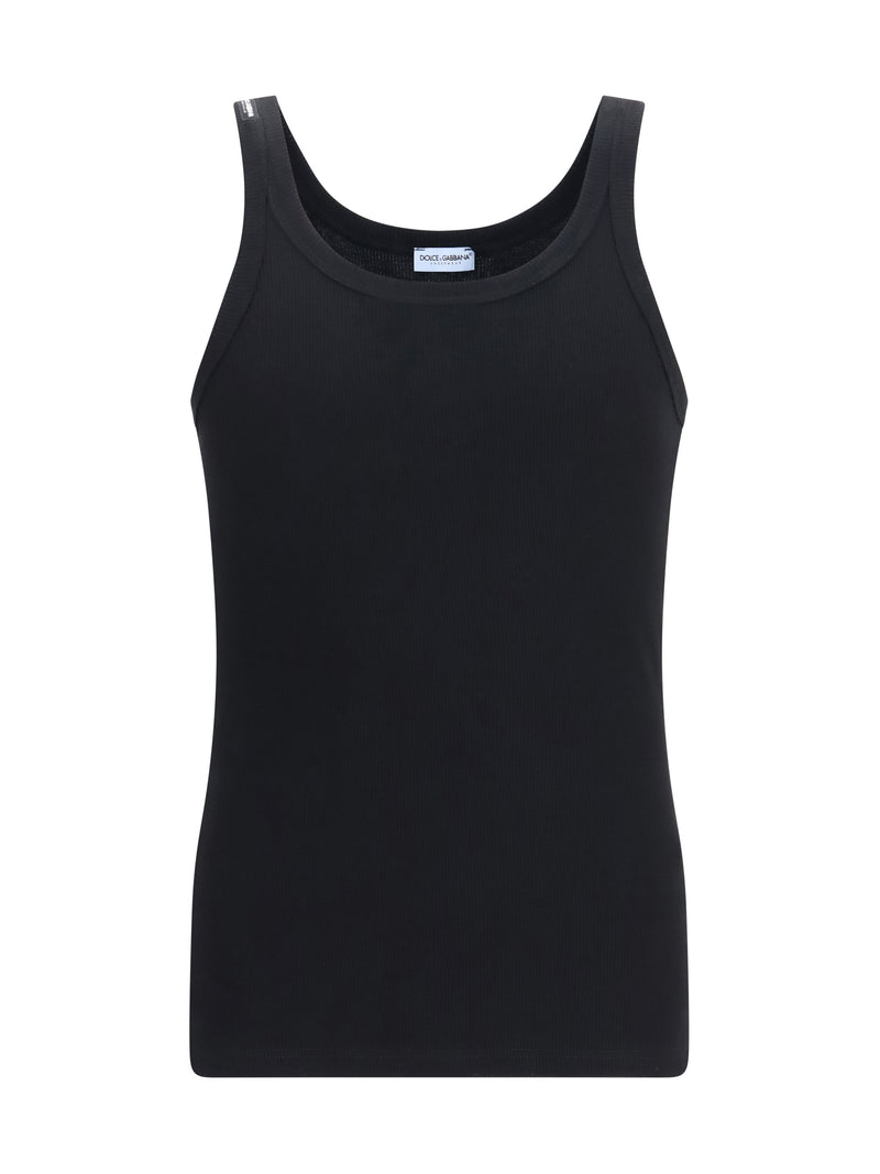 Dolce & Gabbana Dolce & Gabbana Marcello Ribbed Cotton Tank Top Black - World Class Fashion