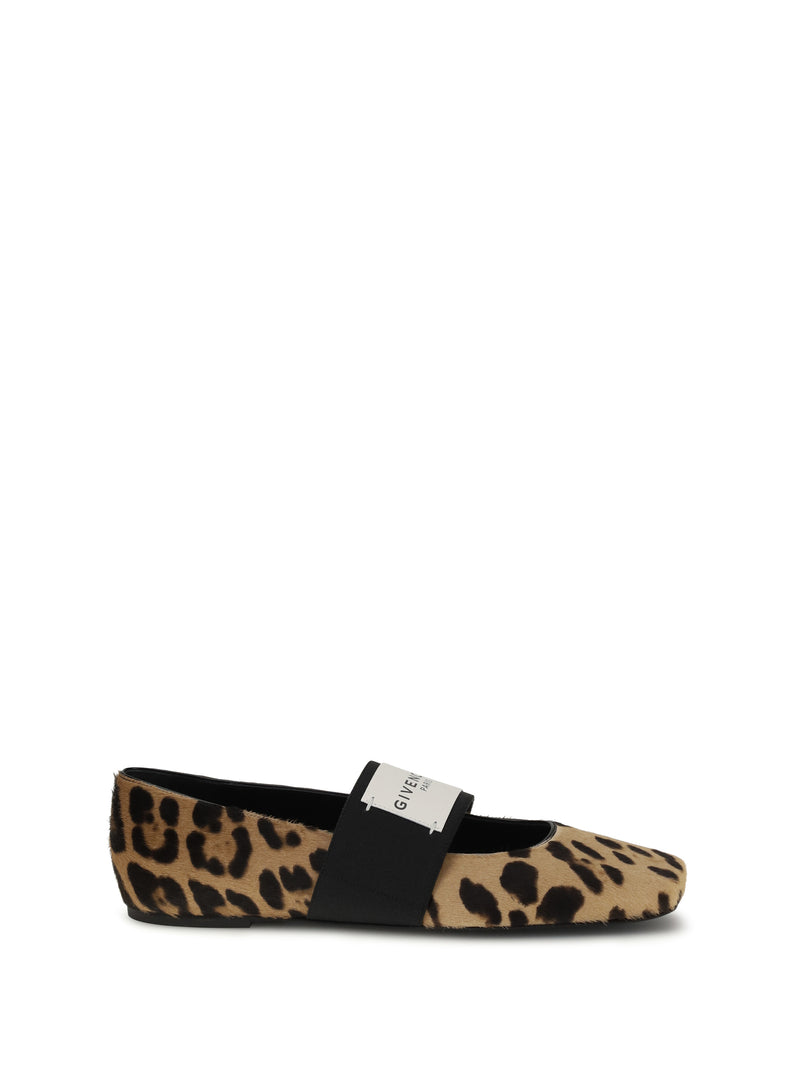 Givenchy Givenchy Leopard Print Sliced Square Ballerinas Black/Beige - World Class Fashion