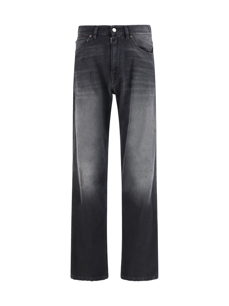 Mm6 Mm6 Straight-leg Cotton Jeans Black Men - World Class Fashion