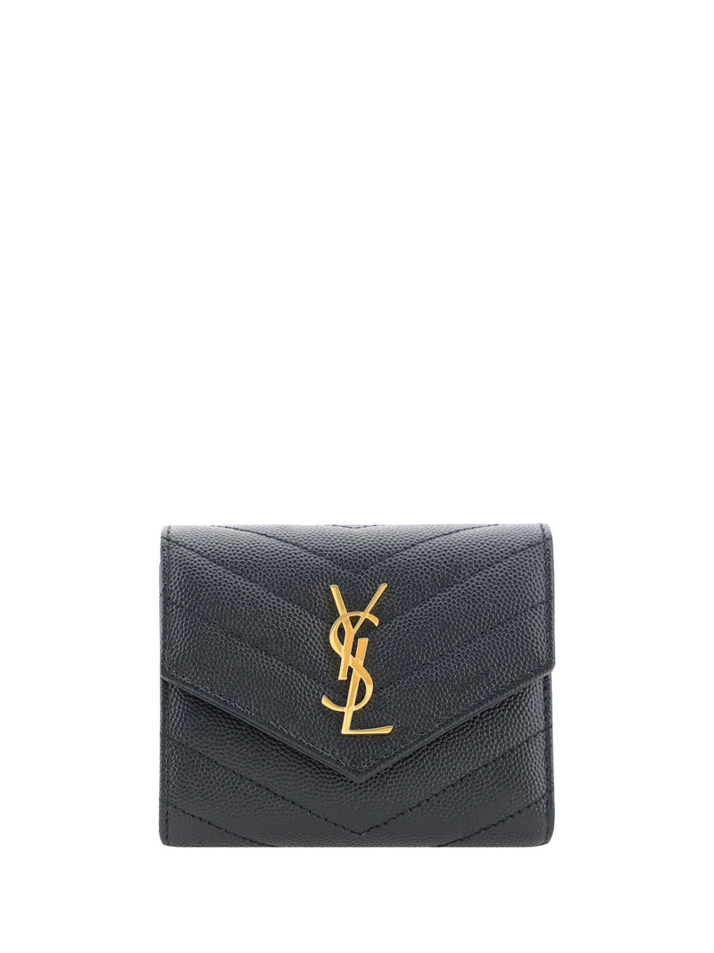 Saint Laurent Saint Laurent Cassandre Leather Wallet Black - World Class Fashion