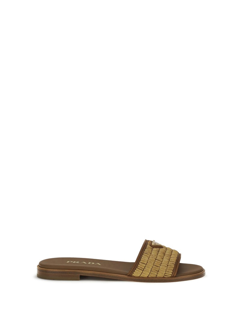 Prada Prada Raffia Sandals Caramel Women - World Class Fashion