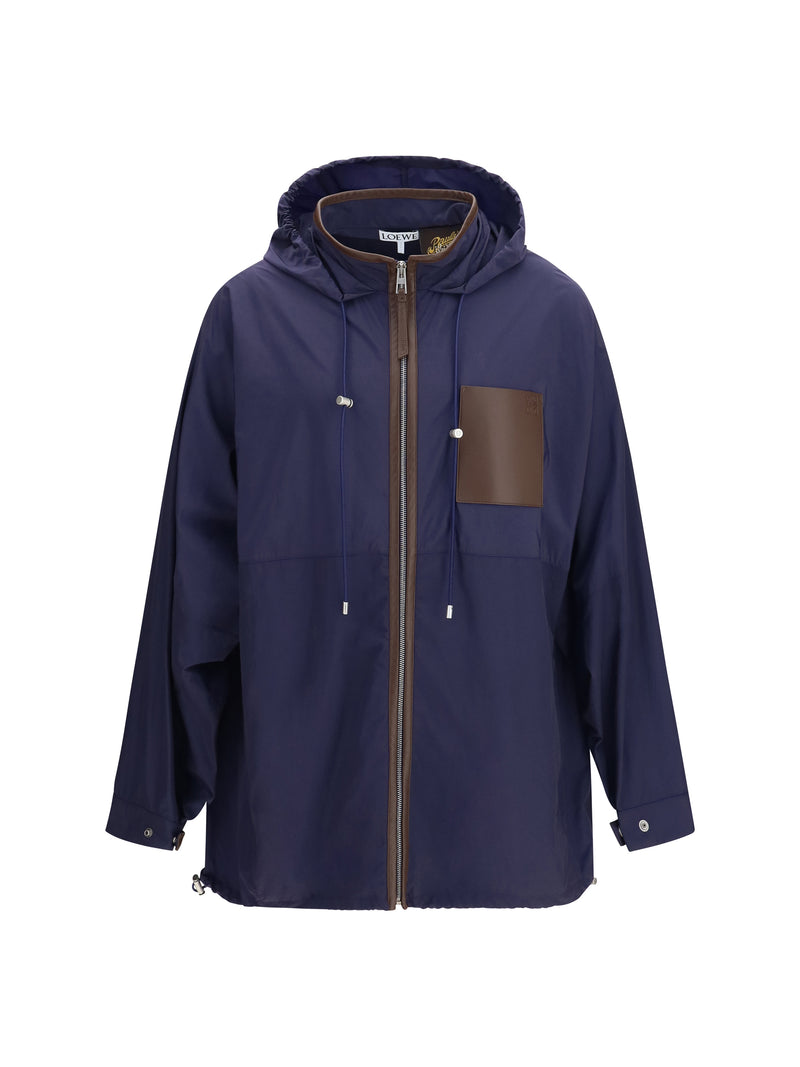 Loewe Loewe Hooded Technical Fabric Jacket Navy/Brown - World Class Fashion
