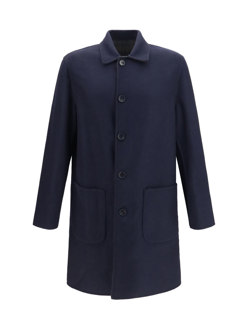 Etro Etro Soho Reversible Wool-blend Coat Blue - World Class Fashion