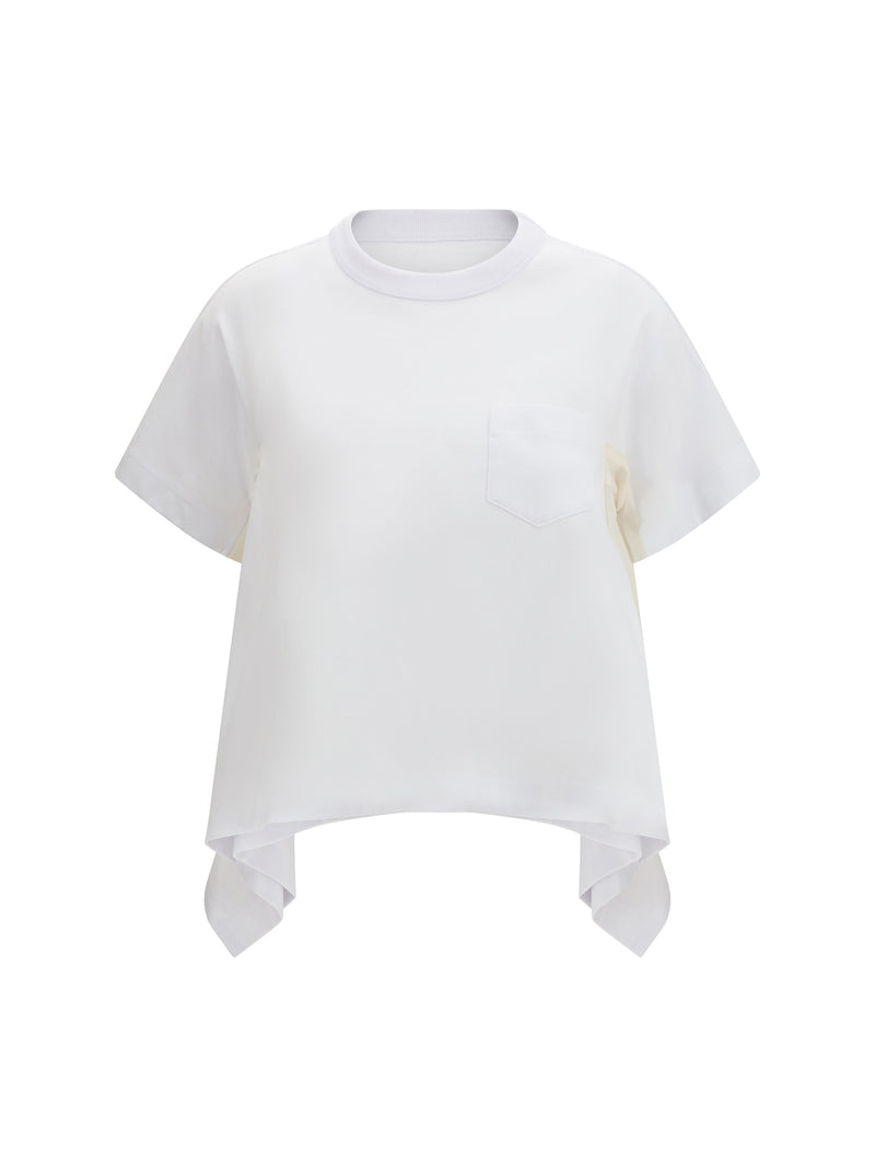 Sacai Sacai Pocket And Draped T-shirt White Women - World Class Fashion