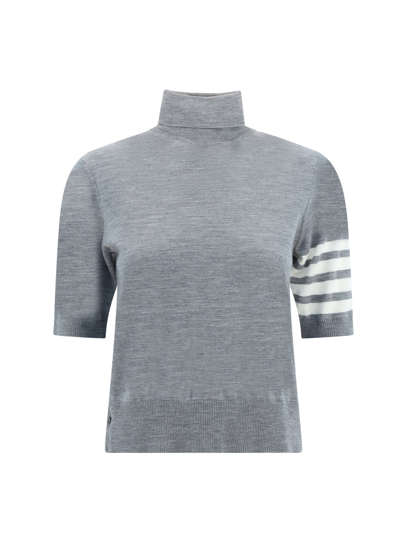 Thom Browne Thom Browne Virgin Wool Turtleneck Sweater Light Grey - World Class Fashion