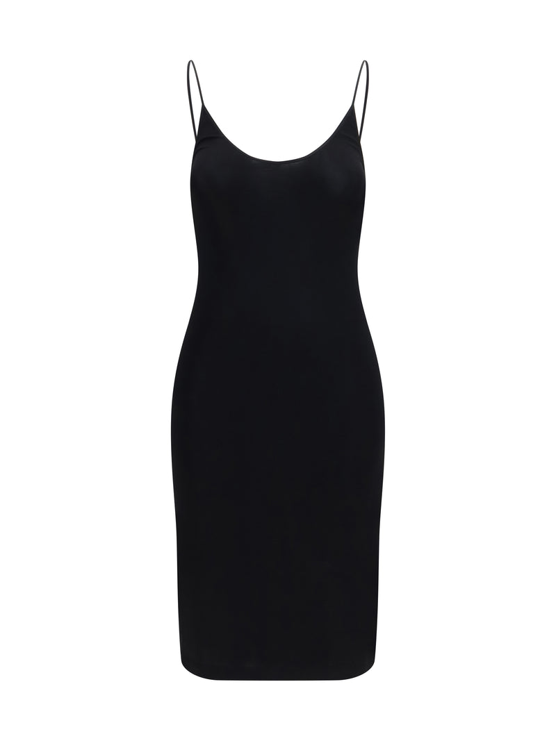 Saint Laurent Saint Laurent Cassandre Open-back Ribbed-knit Dress - World Class Fashion