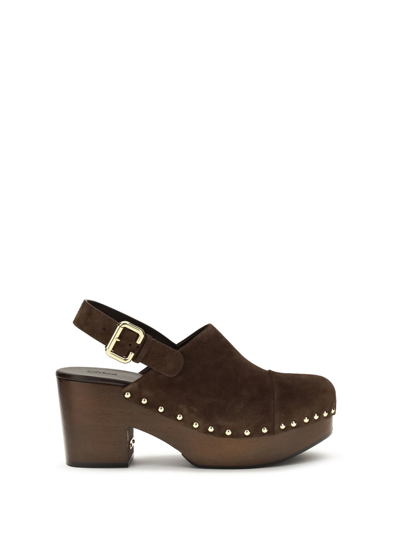 Chloe Chloé Jeannette Wedge Clogs Chocolate Brown - World Class Fashion