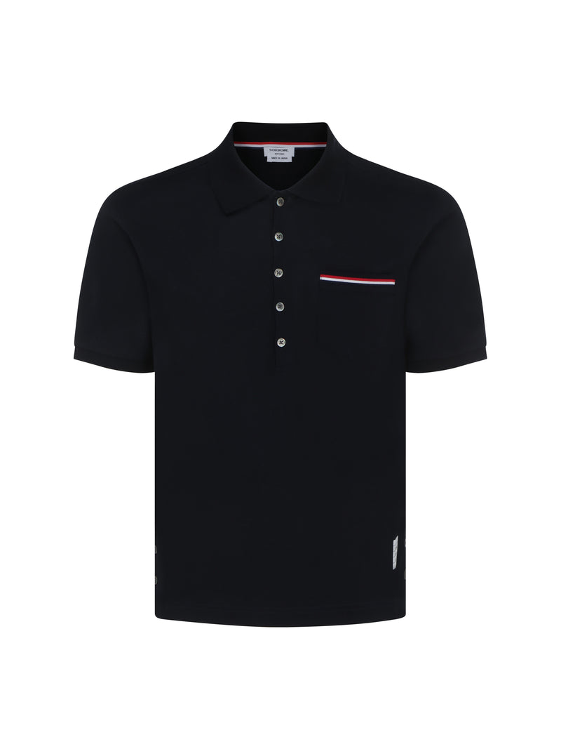 Thom Browne Polo Thom Browne de manga corta en azul marino - World Class Fashion