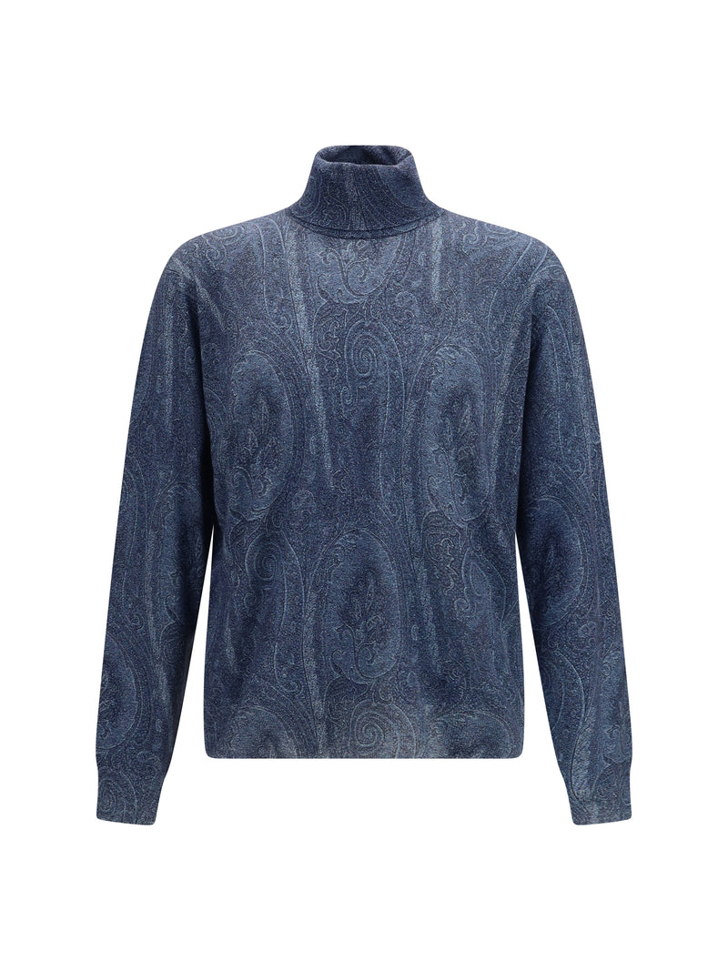 Etro Etro Printed Turtleneck Sweater Blue Men - World Class Fashion