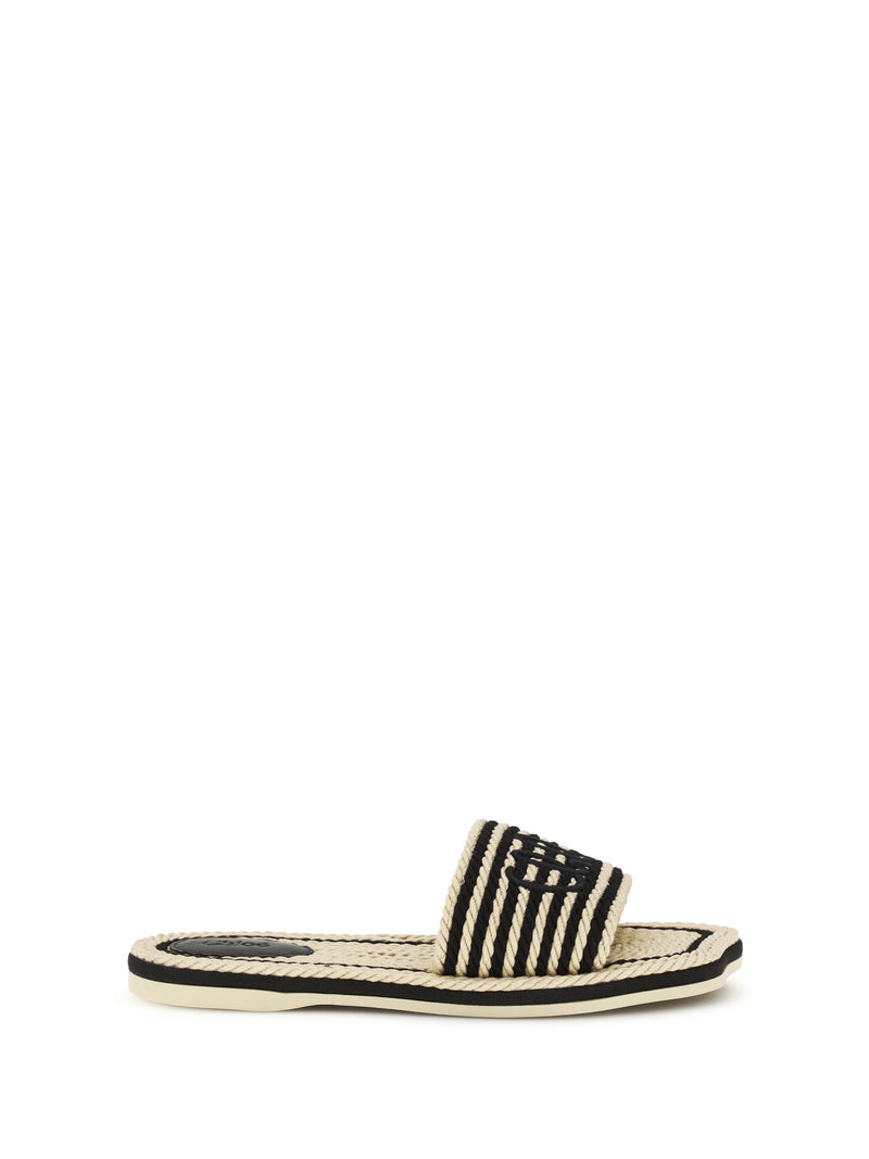 Chloe Chloé Raffia Sandals Black - White Women - World Class Fashion