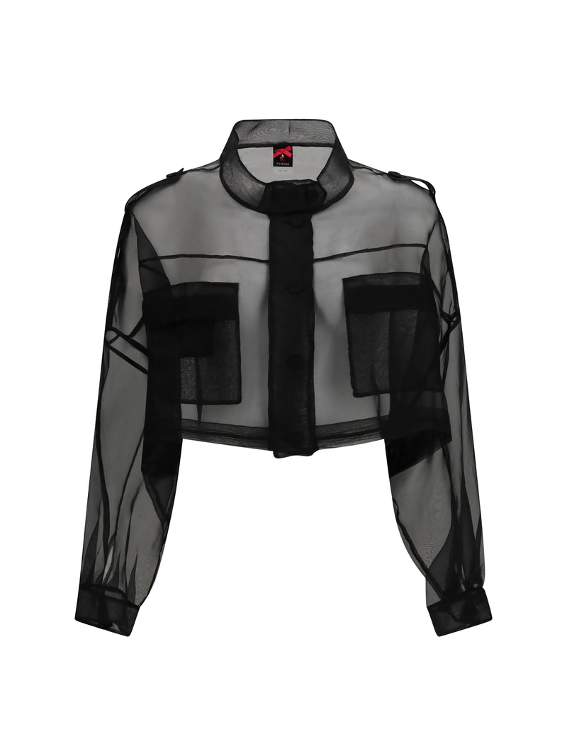 Pinko Pinko Cropped Silk Jacket Nero Limousine - World Class Fashion