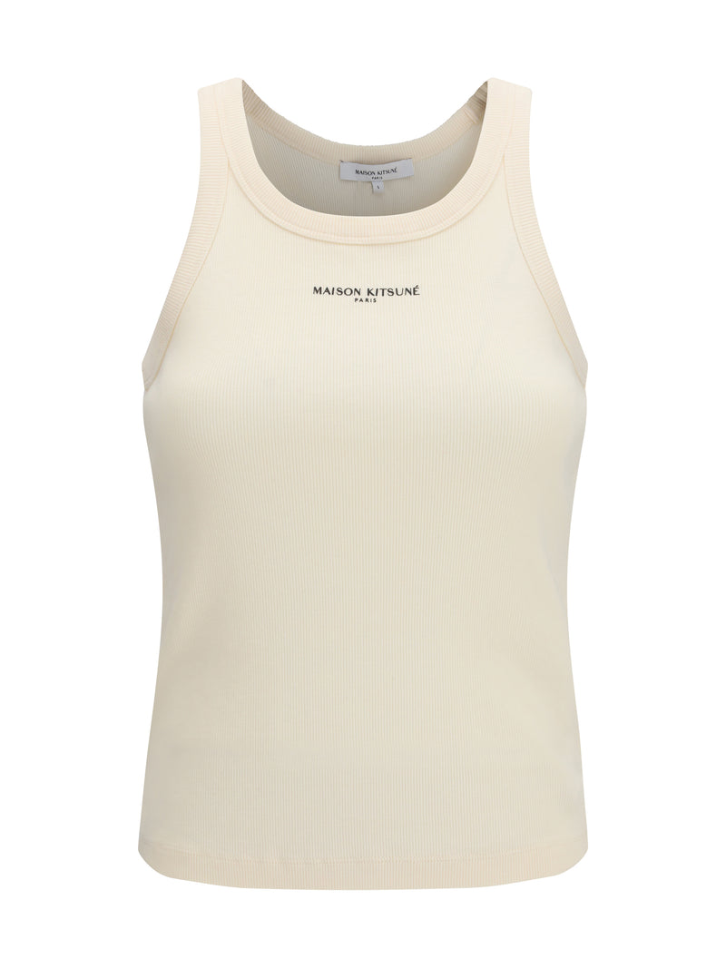 Maison Kitsuné Maison Kitsuné Ribbed Tank Top Noble Beige - World Class Fashion